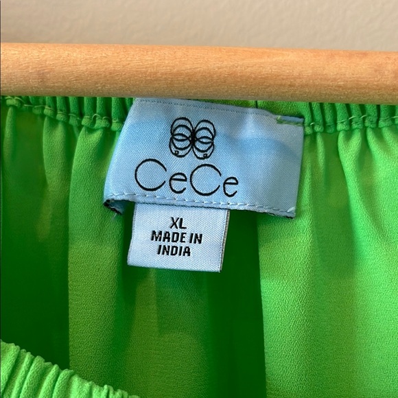 CeCe Vibrant Green Ruffle Sleeve Blouse - Picture 2 of 10